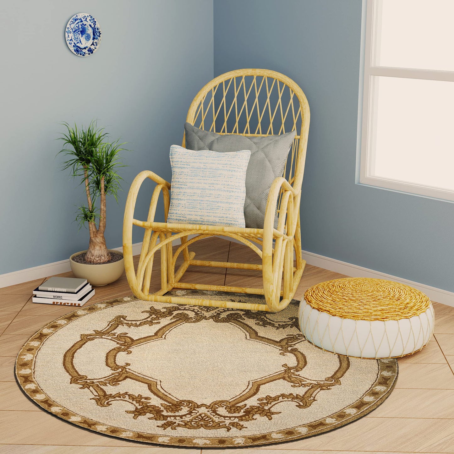 Premium Hand-Tufted Rug Made of 100% Wool - Augustan Gold - 5x5 Feet