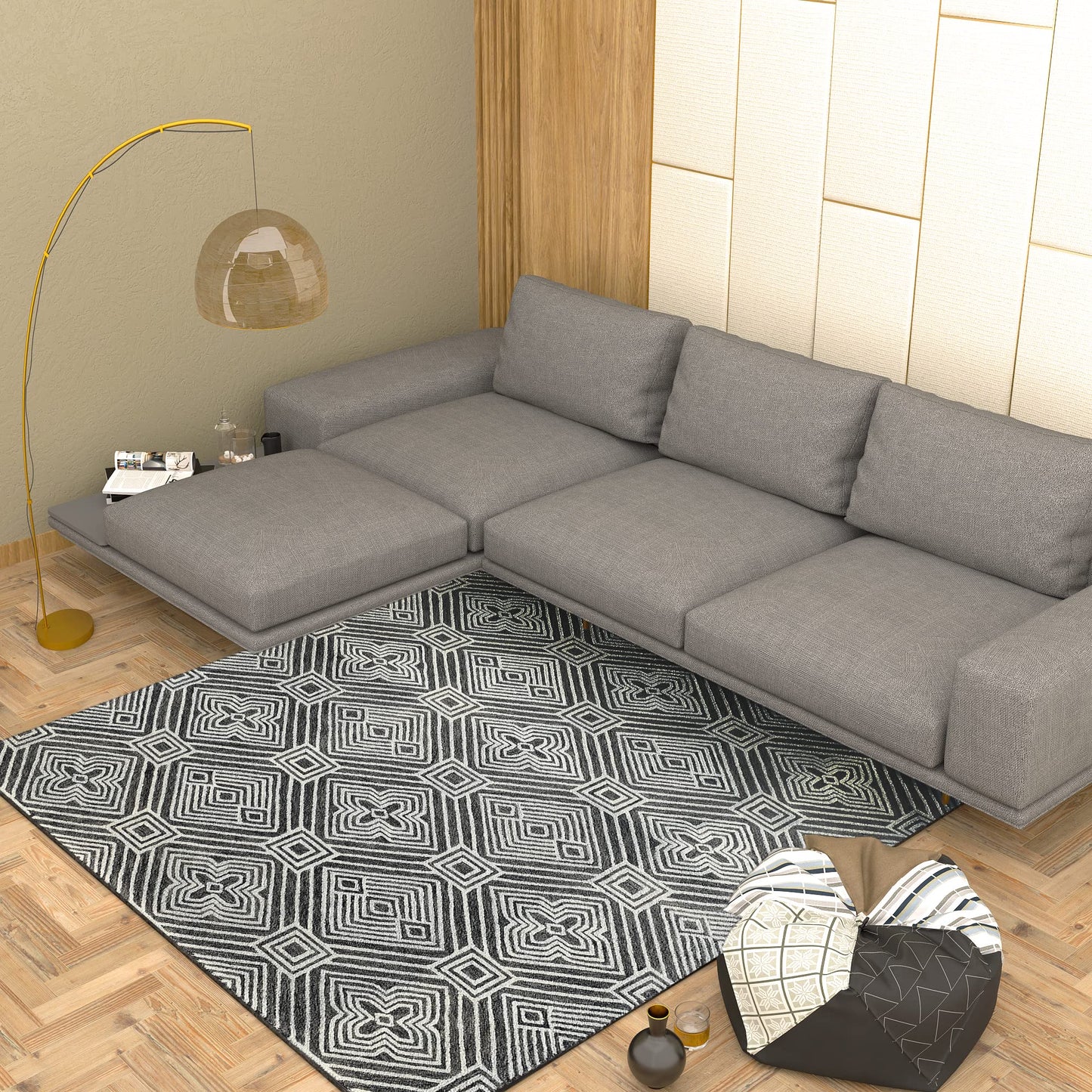 Premium Hand-Tufted Rug Made of 100% Wool - Echos - 6x6 Feet