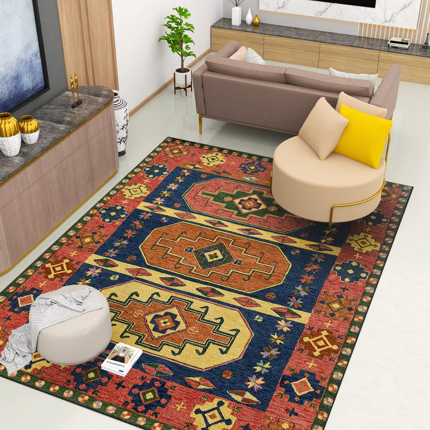 Premium Hand-Tufted Rug Made of 100% Wool - Inca Myth - 8x10 Feet