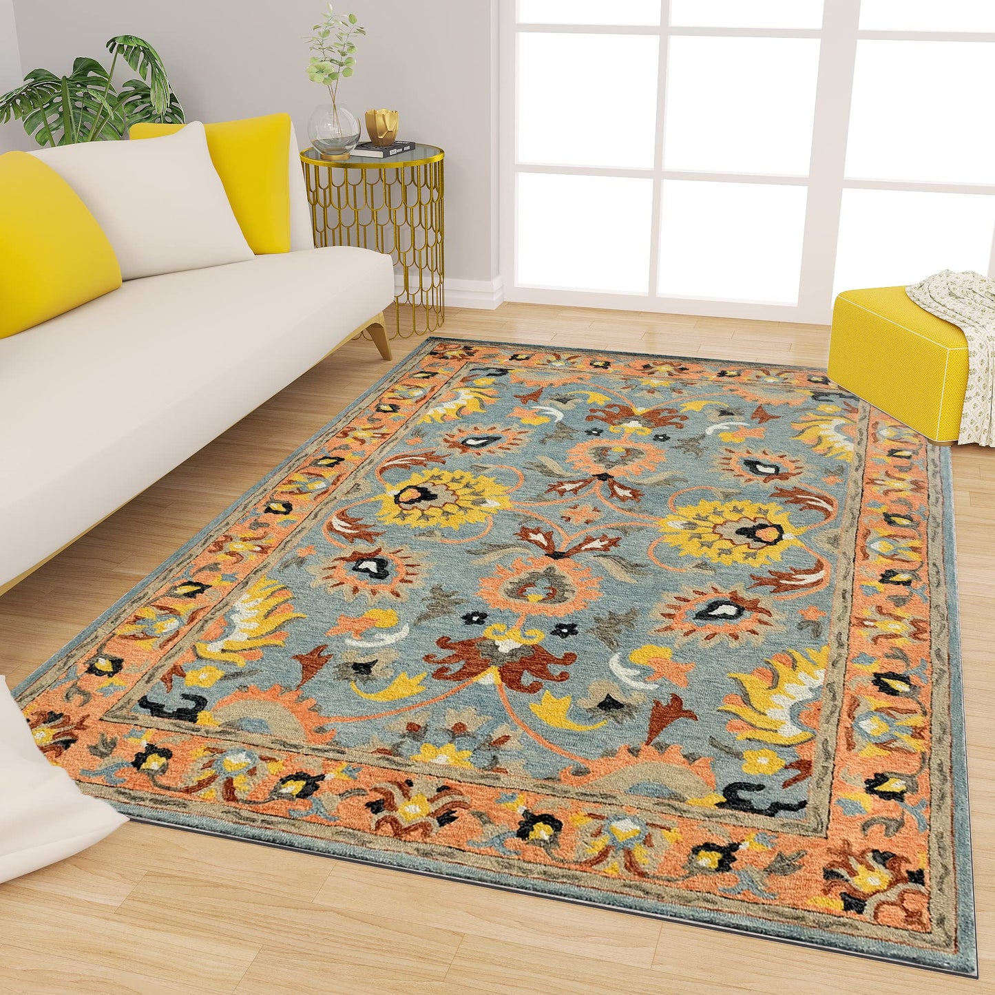 Premium Hand-Tufted Rug Made of 100% Wool - Oui Versaille - 5x8 Feet