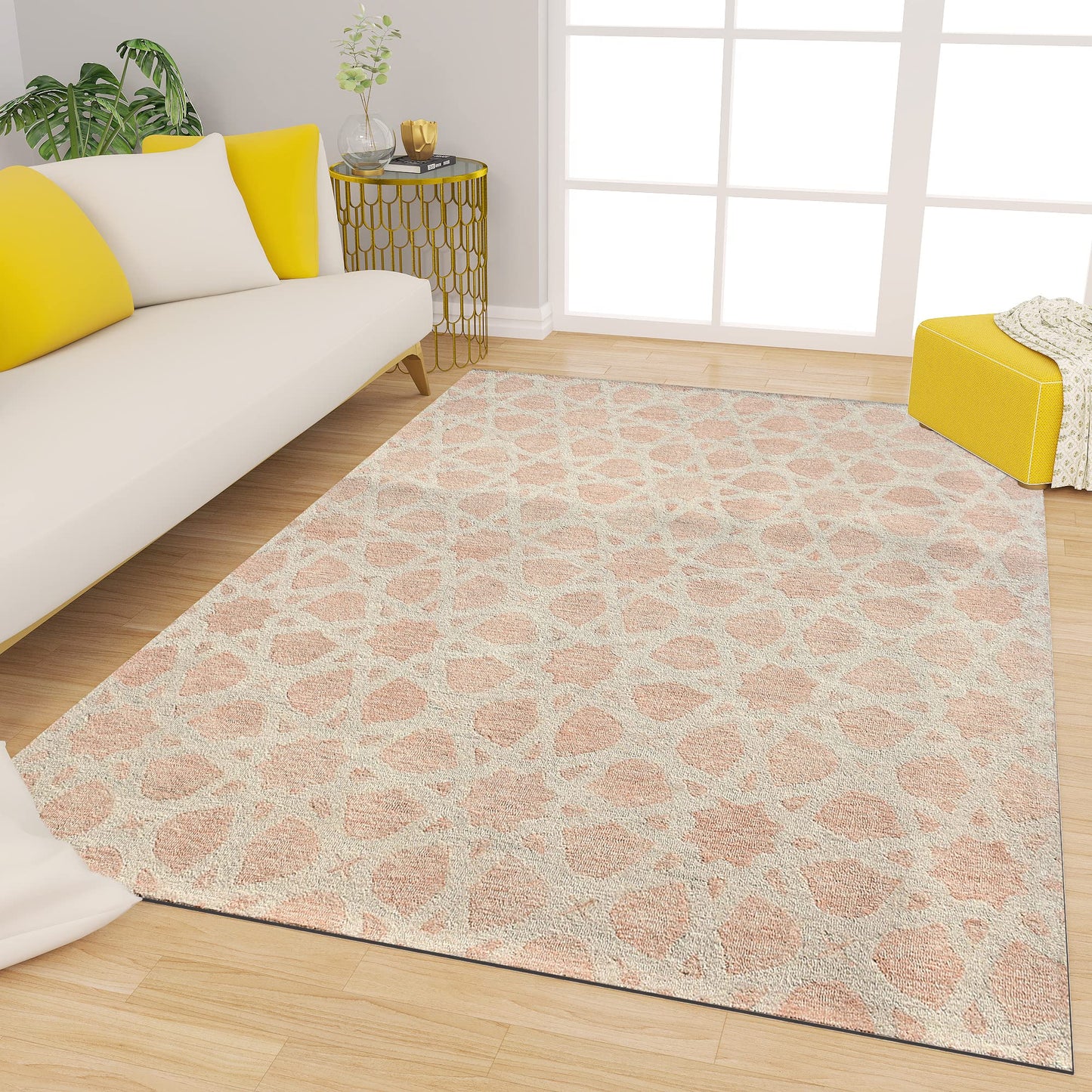 Premium Hand-Tufted Rug Made of 100% Wool - Blush Zellig - 4x6 Feet
