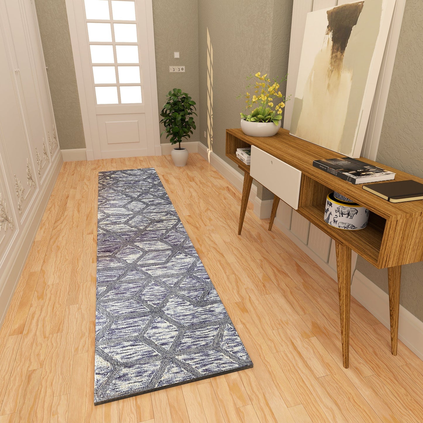 Premium Hand-Tufted Rug Made of 100% Wool - Artic Crystal - 2x8 Feet