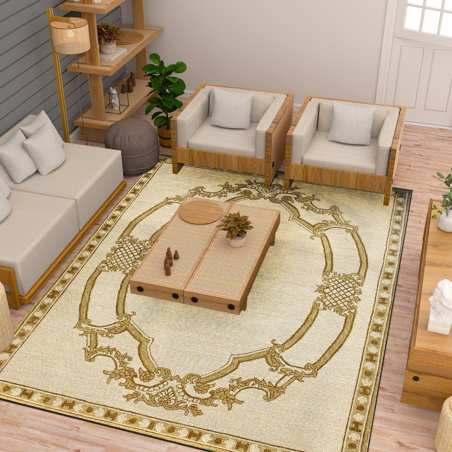 Premium Hand-Tufted Rug Made of 100% Wool - Augustan Gold - 8x10 Feet