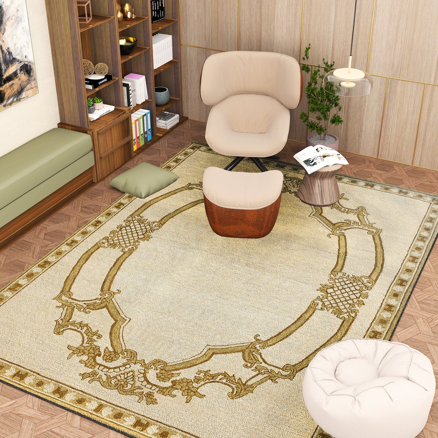 Premium Hand-Tufted Rug Made of 100% Wool - Augustan Gold - 8x10 Feet