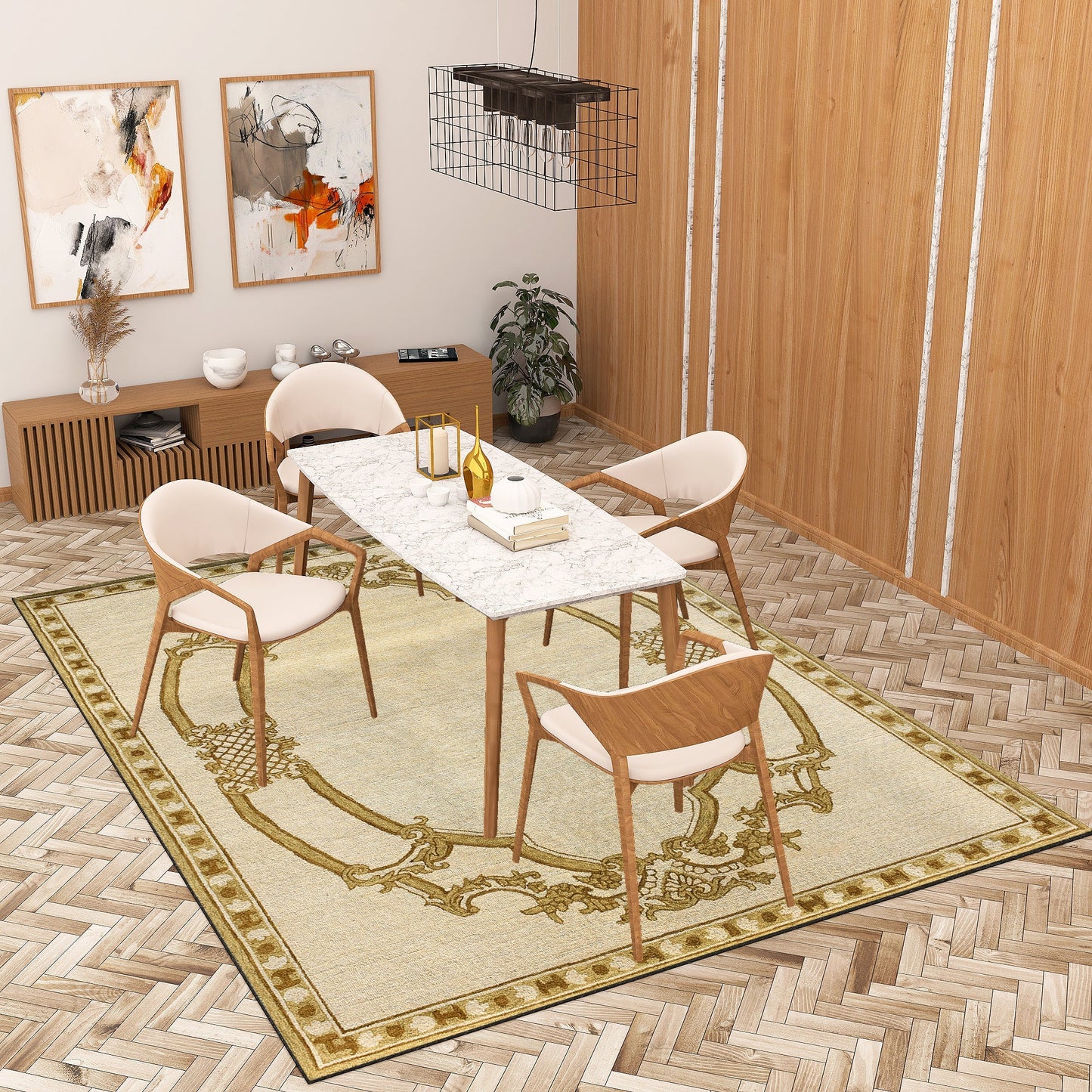 Premium Hand-Tufted Rug Made of 100% Wool - Augustan Gold - 8x10 Feet