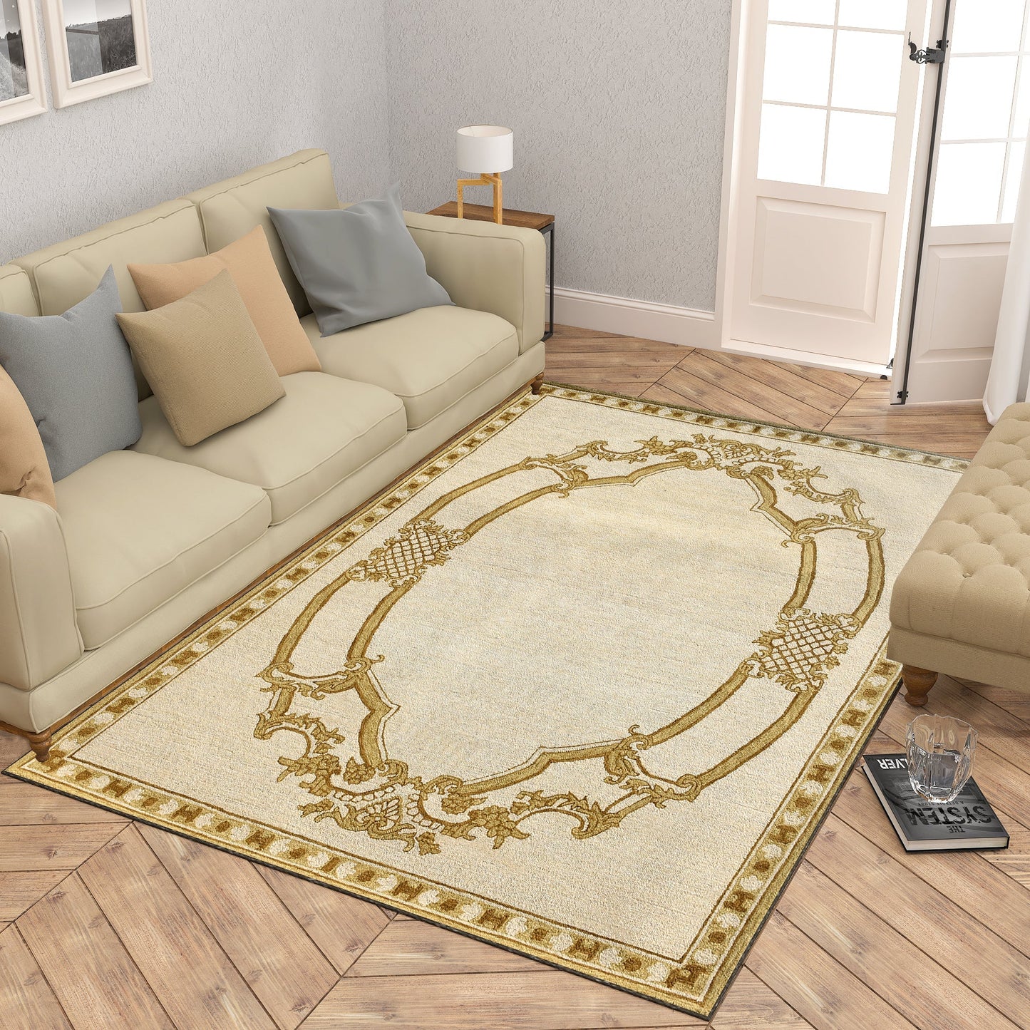 Premium Hand-Tufted Rug Made of 100% Wool - Augustan Gold - 3x5 Feet