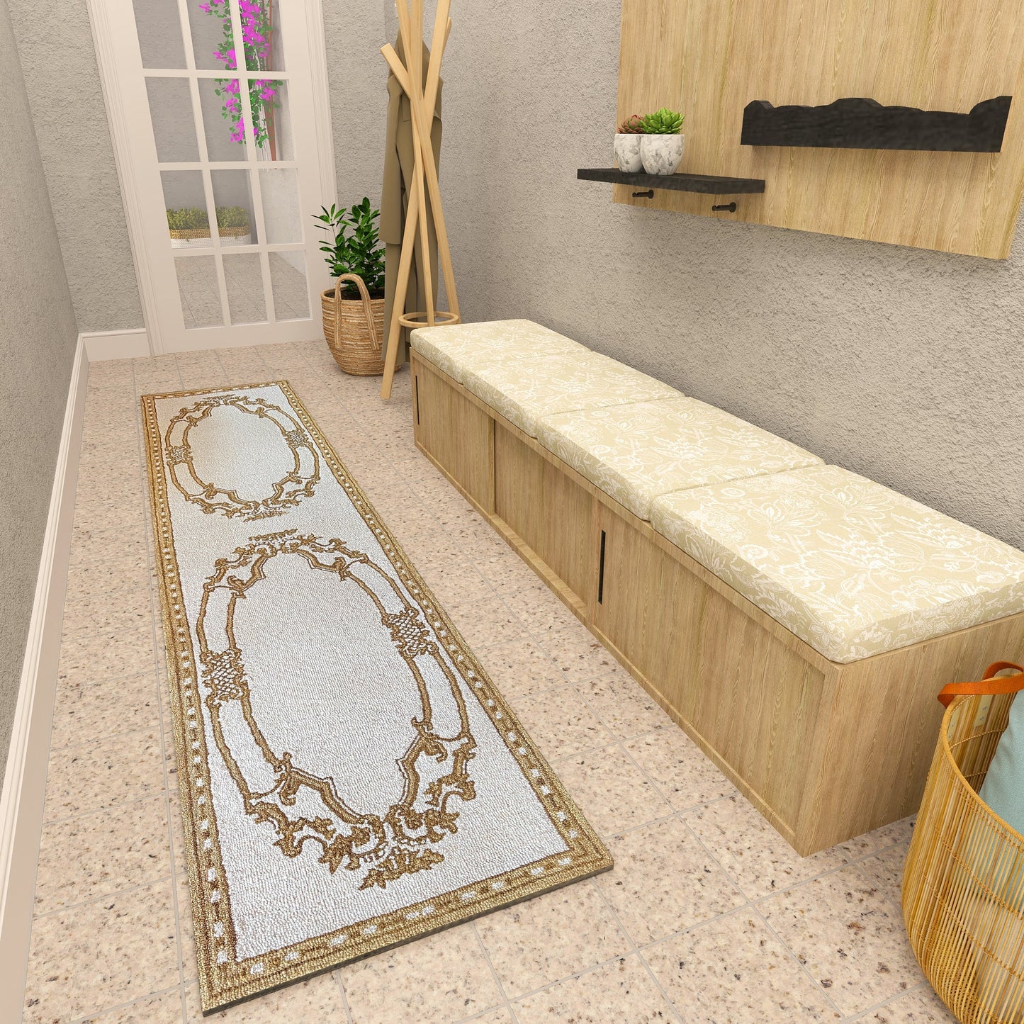 Premium Hand-Tufted Rug Made of 100% Wool - Augustan Gold - 2x10 Feet