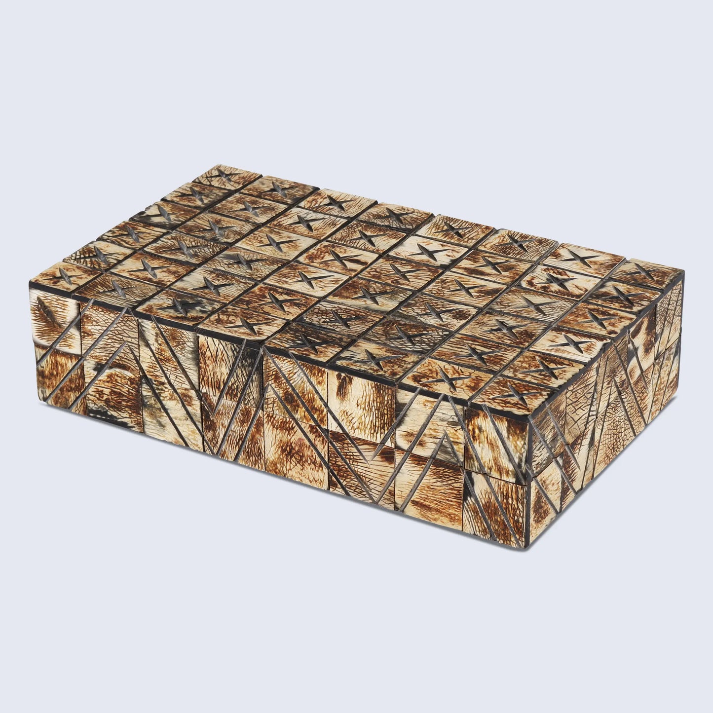 Kept Paradox Pattern Decorative Storage, Horn Inlay in 7 Sizes, Brown