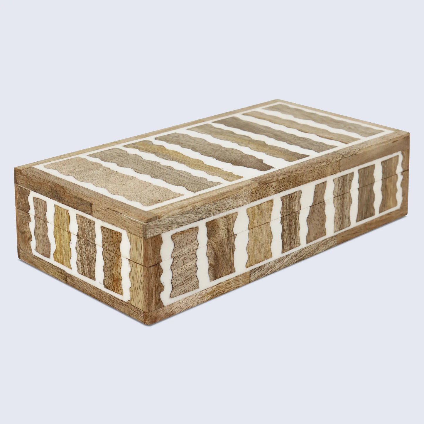 Kept Safari Pattern Decorative Storage, Resin Inlay & Wood in 7 Sizes, Brown-White