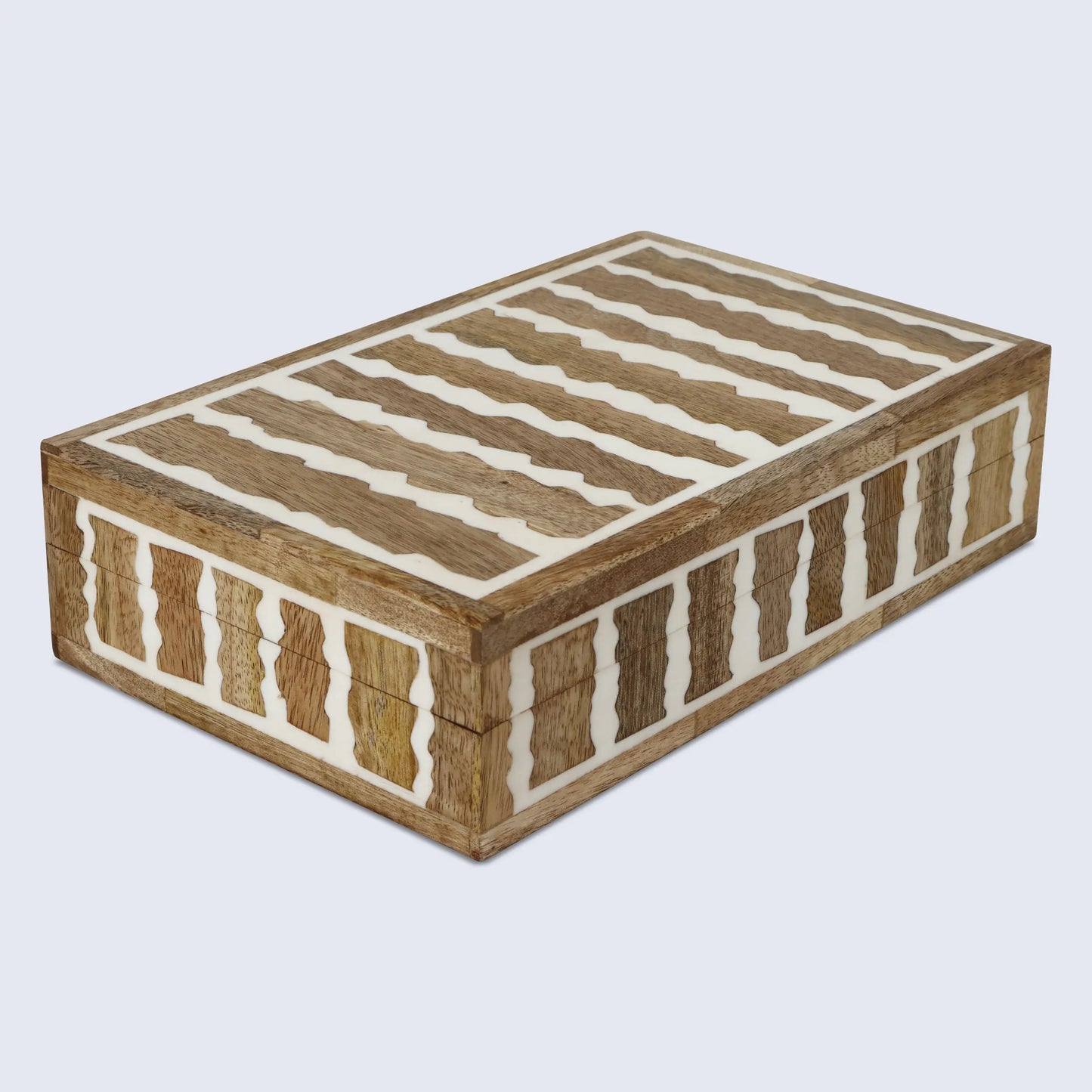 Kept Safari Pattern Decorative Storage, Resin Inlay & Wood in 7 Sizes, Brown-White