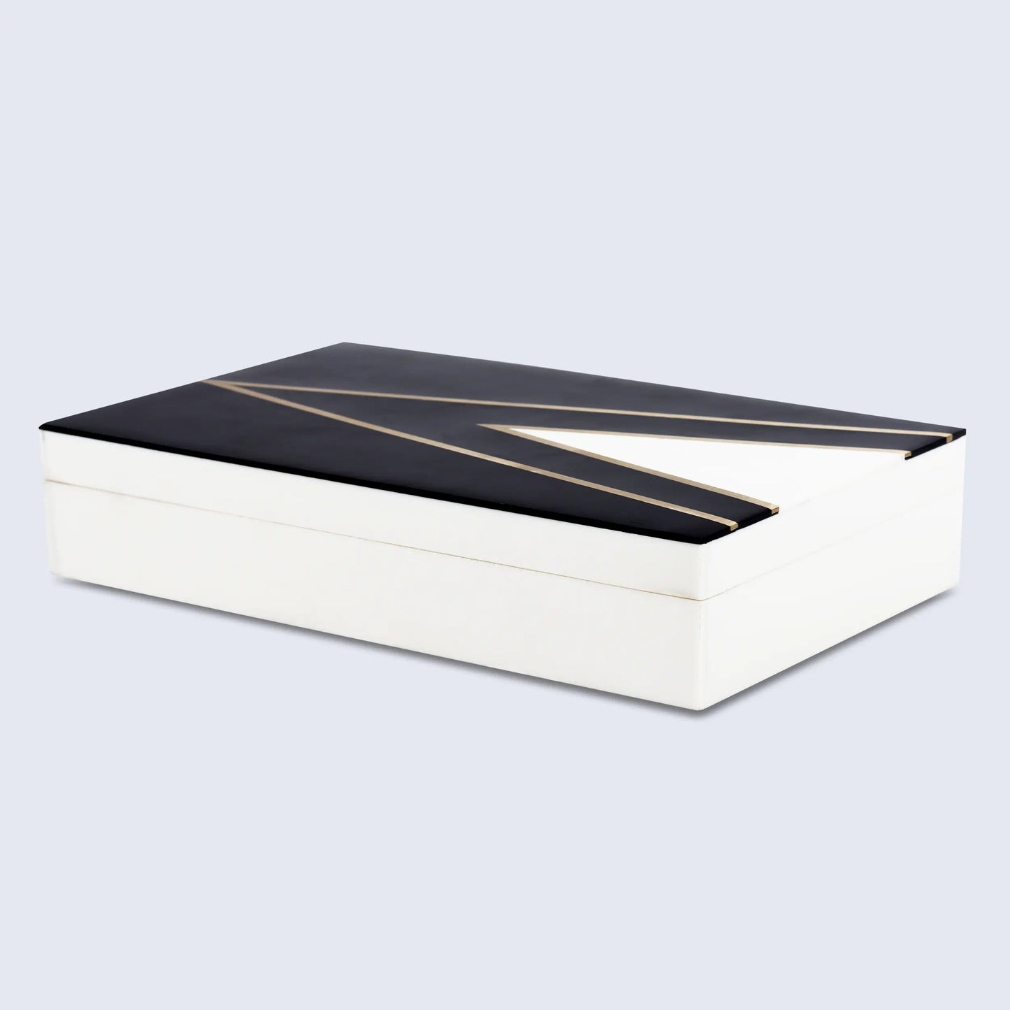 Kept Dapper Gent Pattern Decorative Storage Box, Resin Inlay in 7 Sizes, Black & White