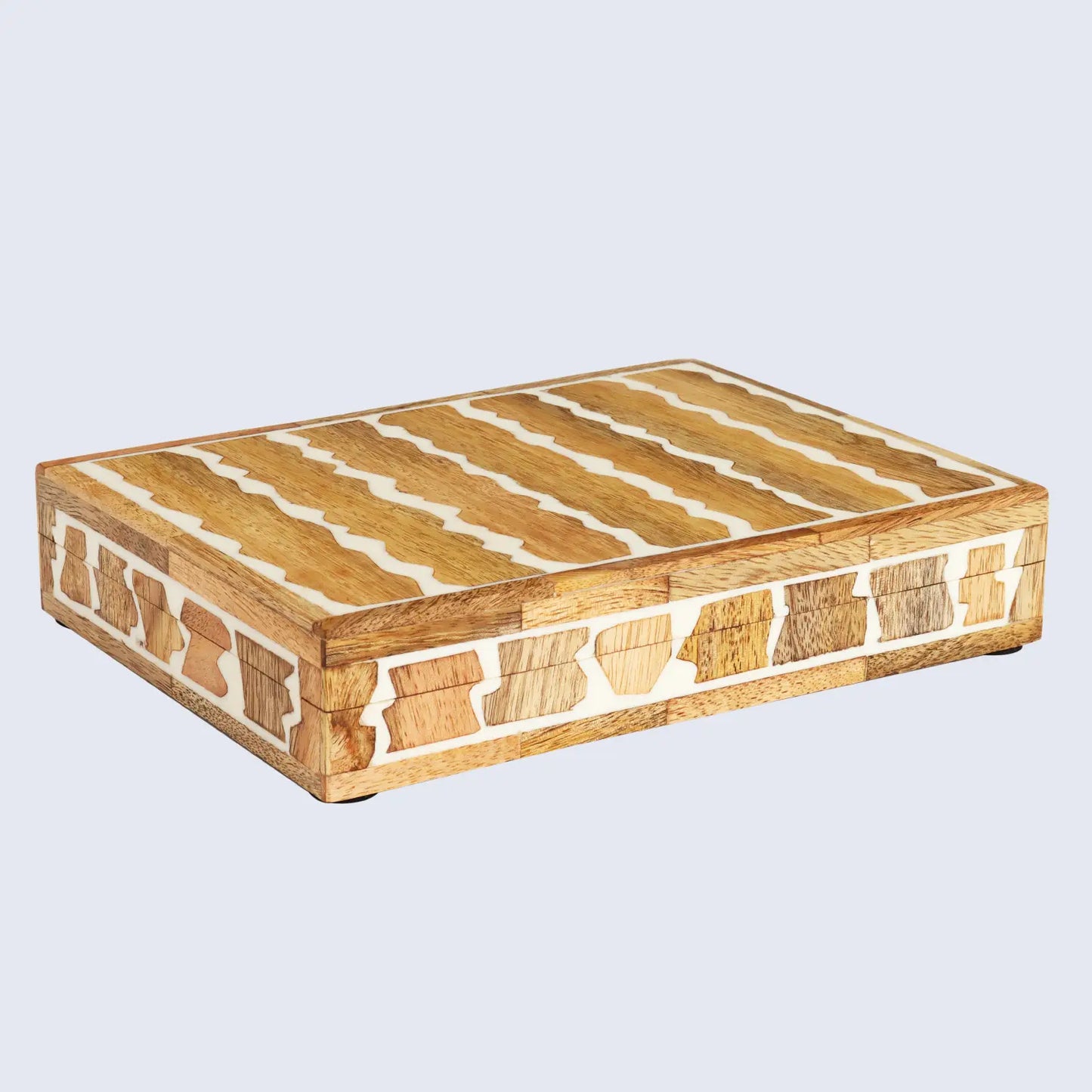 Kept Safari Pattern Decorative Storage, Resin Inlay & Wood in 7 Sizes, Brown-White