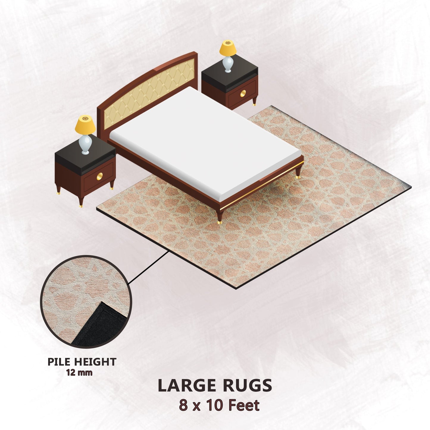 Premium Hand-Tufted Rug Made of 100% Wool - Blush Zellig - 8x10 Feet