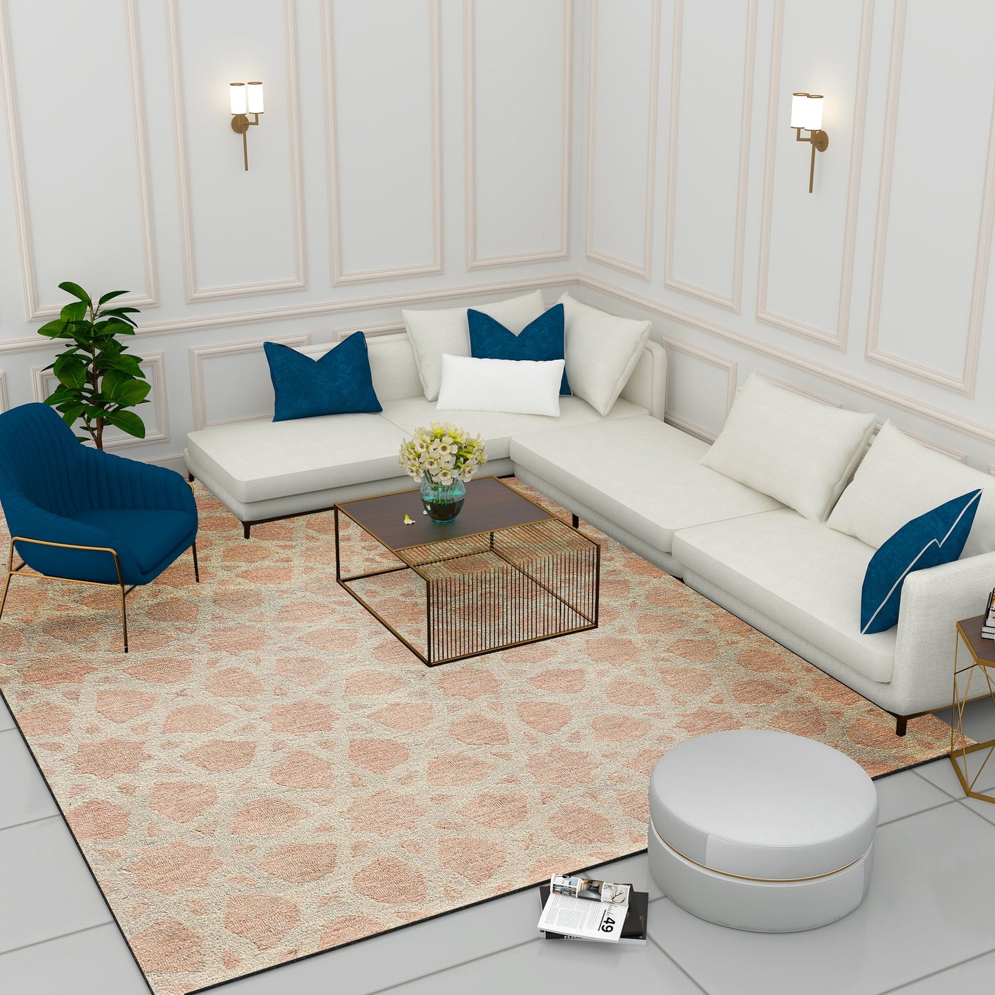 Premium Hand-Tufted Rug Made of 100% Wool - Blush Zellig - 8x10 Feet