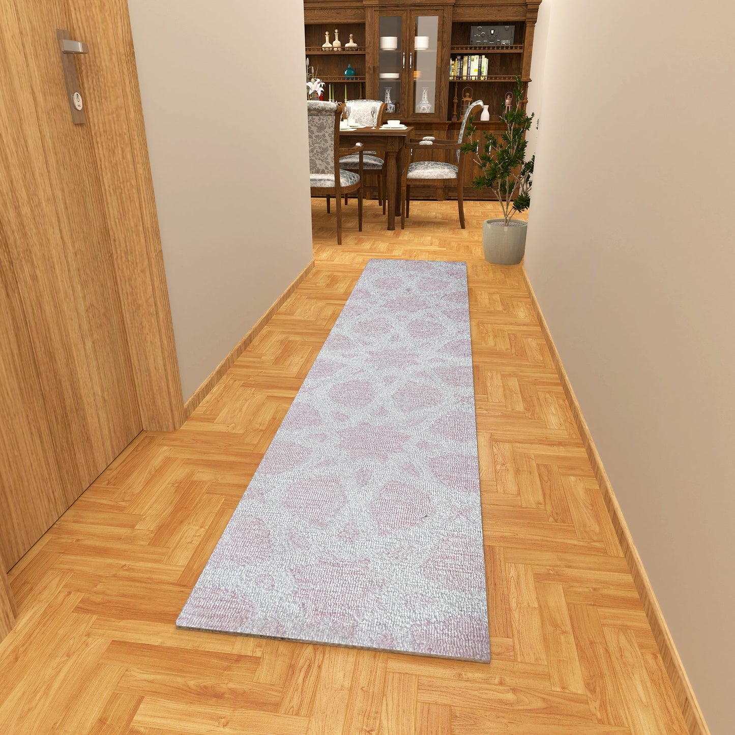 Premium Hand-Tufted Rug Made of 100% Wool - Blush Zellig - 2x8 Feet