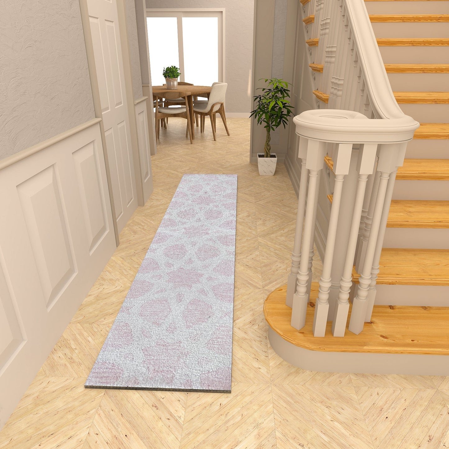 Premium Hand-Tufted Rug Made of 100% Wool - Blush Zellig - 2x8 Feet