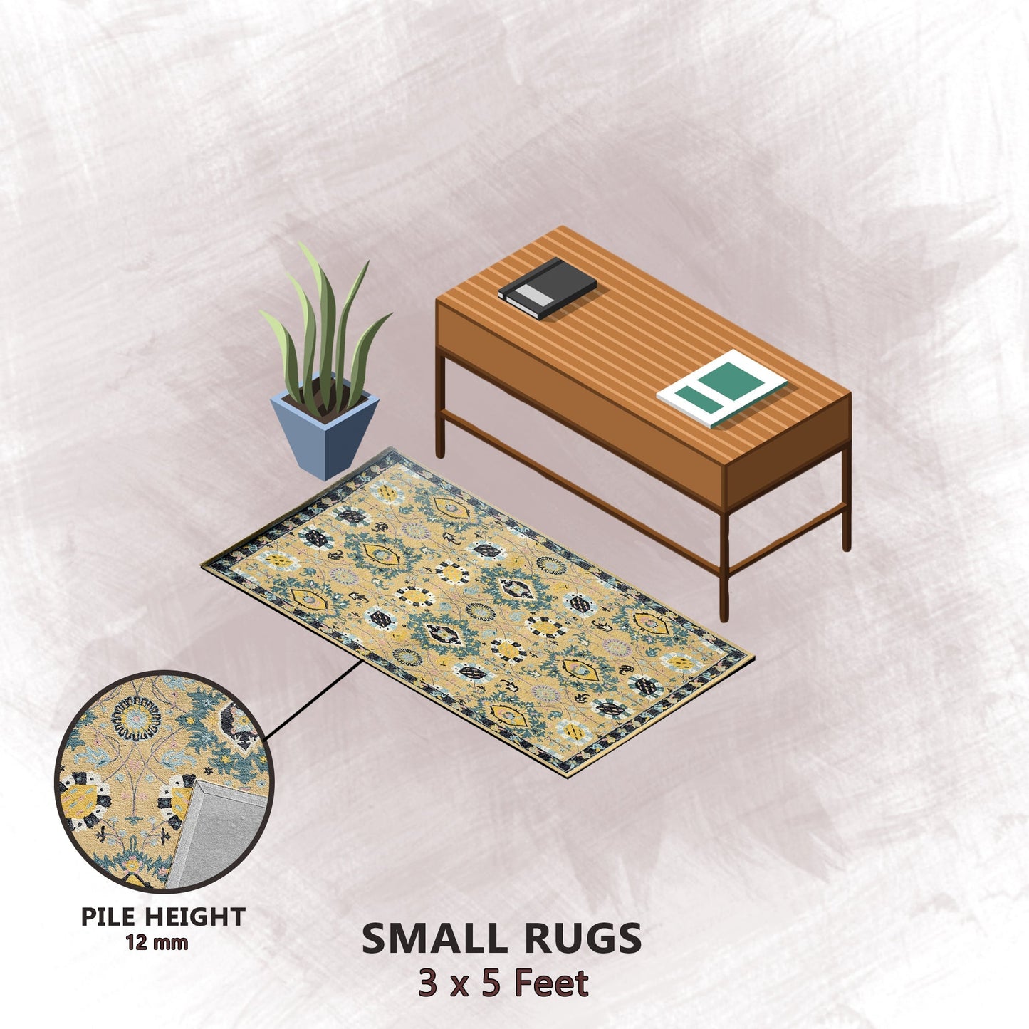 Premium Hand-Tufted Rug Made of 100% Wool - Cankiri Garden - 3x5 Feet