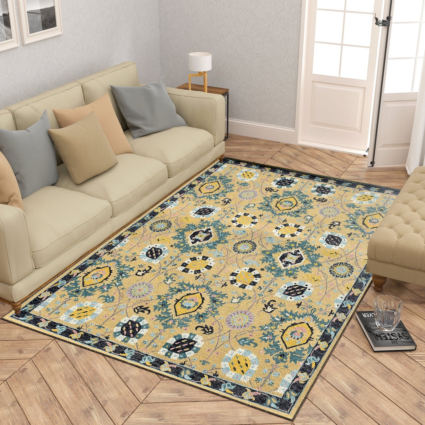 Premium Hand-Tufted Rug Made of 100% Wool - Cankiri Garden - 5x8 Feet