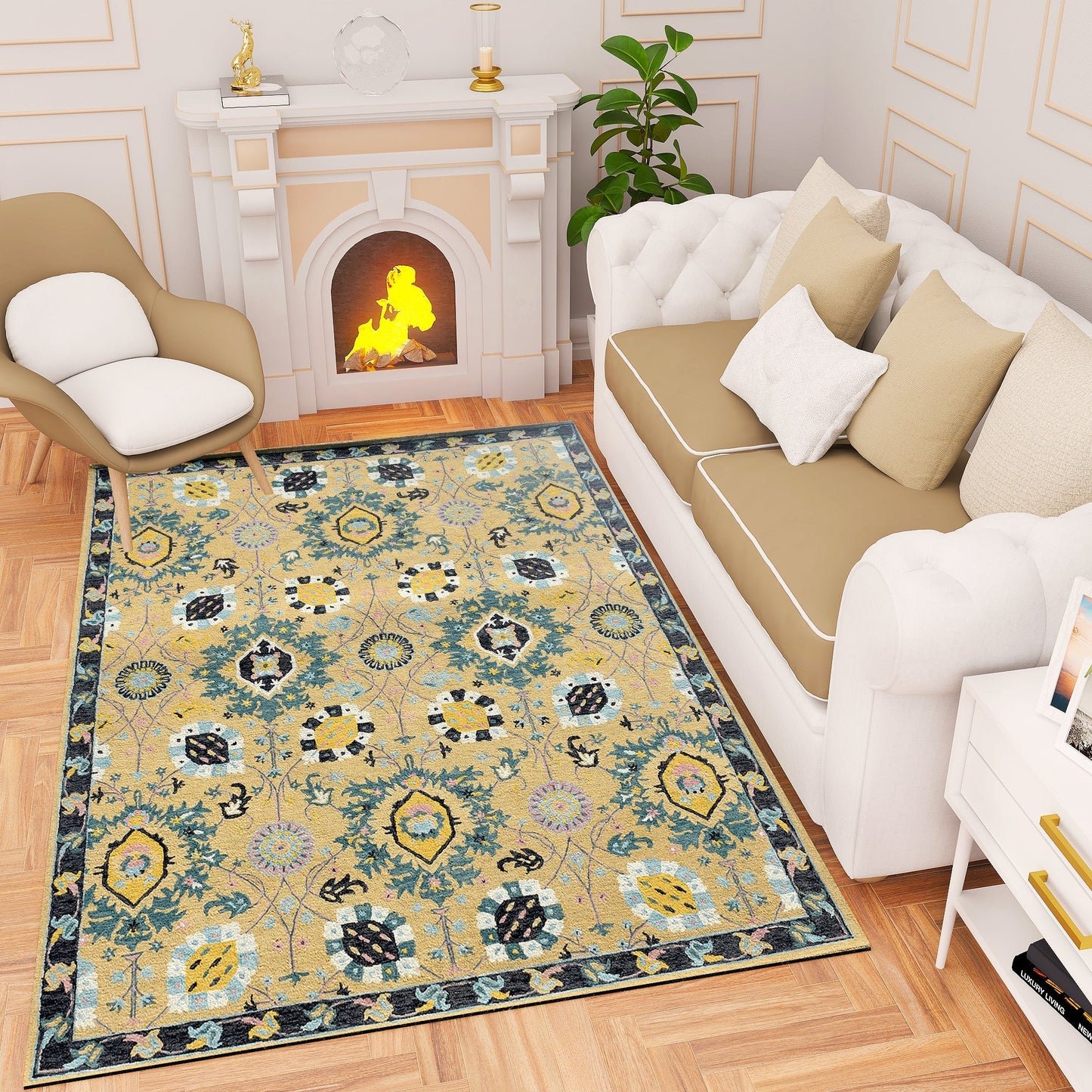 Premium Hand-Tufted Rug Made of 100% Wool - Cankiri Garden - 5x8 Feet
