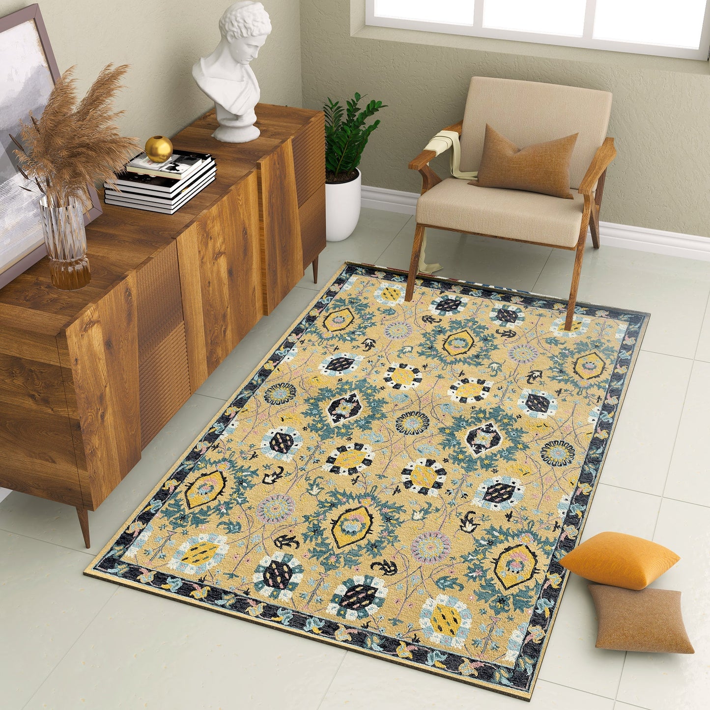Premium Hand-Tufted Rug Made of 100% Wool - Cankiri Garden - 5x8 Feet