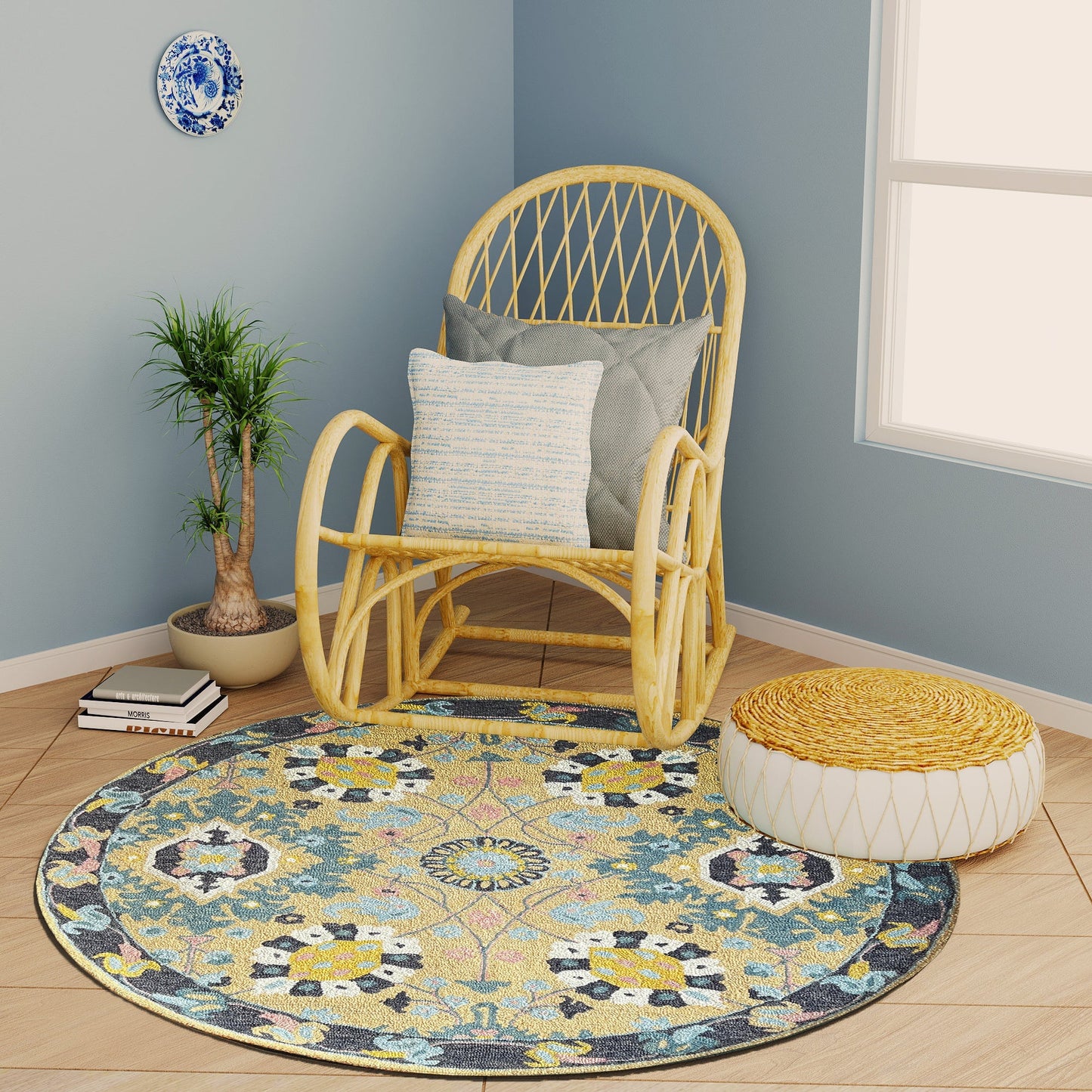 Premium Hand-Tufted Rug Made of 100% Wool - Cankiri Garden - 5x5 Feet