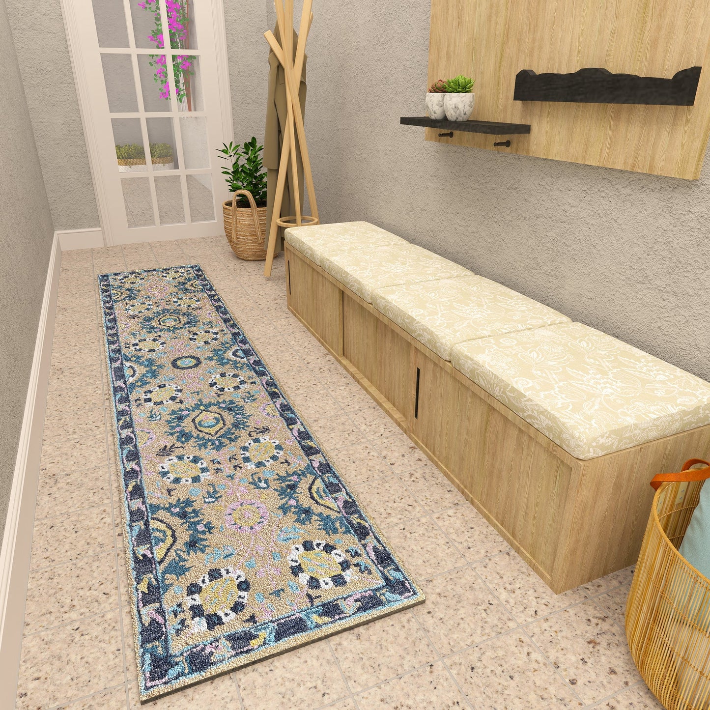 Premium Hand-Tufted Rug Made of 100% Wool - Cankiri Garden - 2x10 Feet