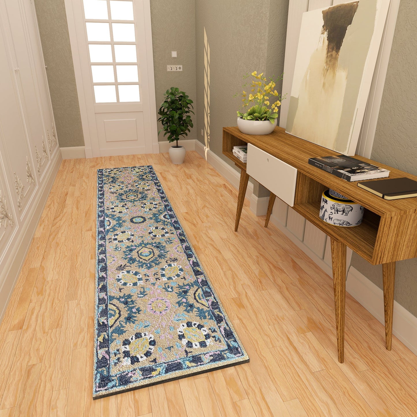 Premium Hand-Tufted Rug Made of 100% Wool - Cankiri Garden - 2x10 Feet
