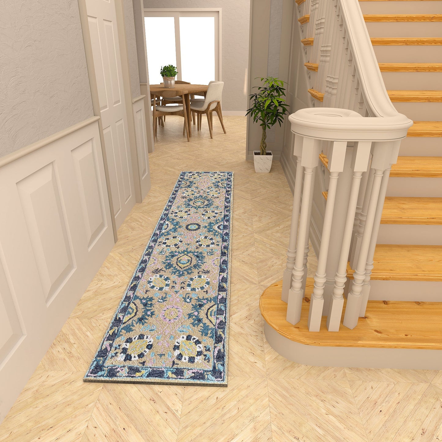 Premium Hand-Tufted Rug Made of 100% Wool - Cankiri Garden - 2x10 Feet