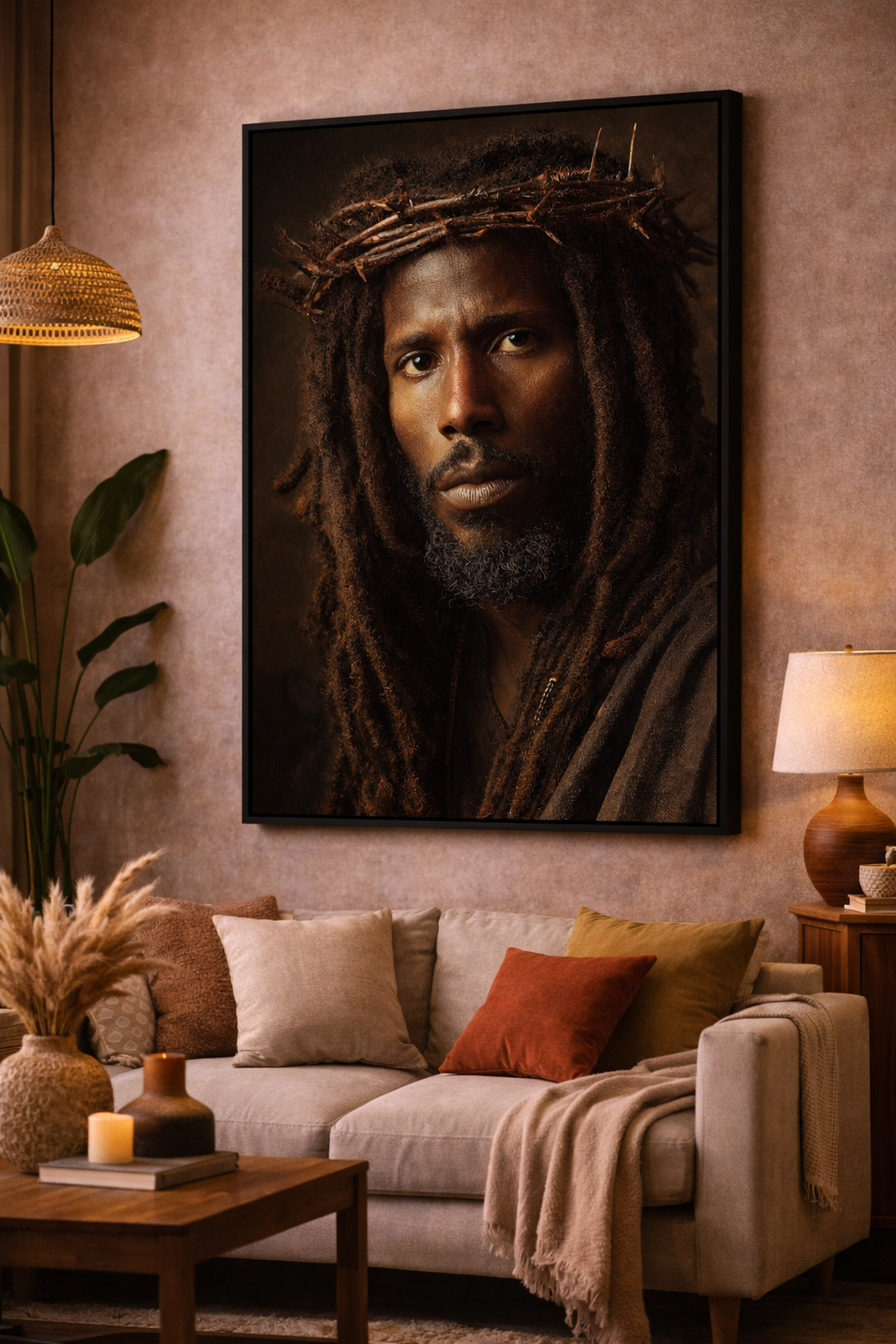 Crowned in Truth — Black Jesus Portrait African American Art