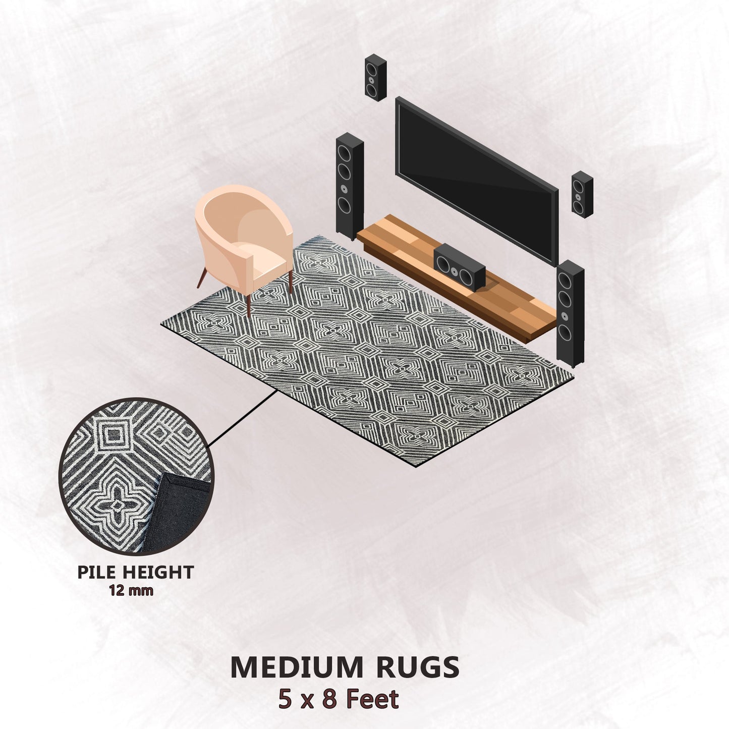 Premium Hand-Tufted Rug Made of 100% Wool - Echos - 5x8 Feet