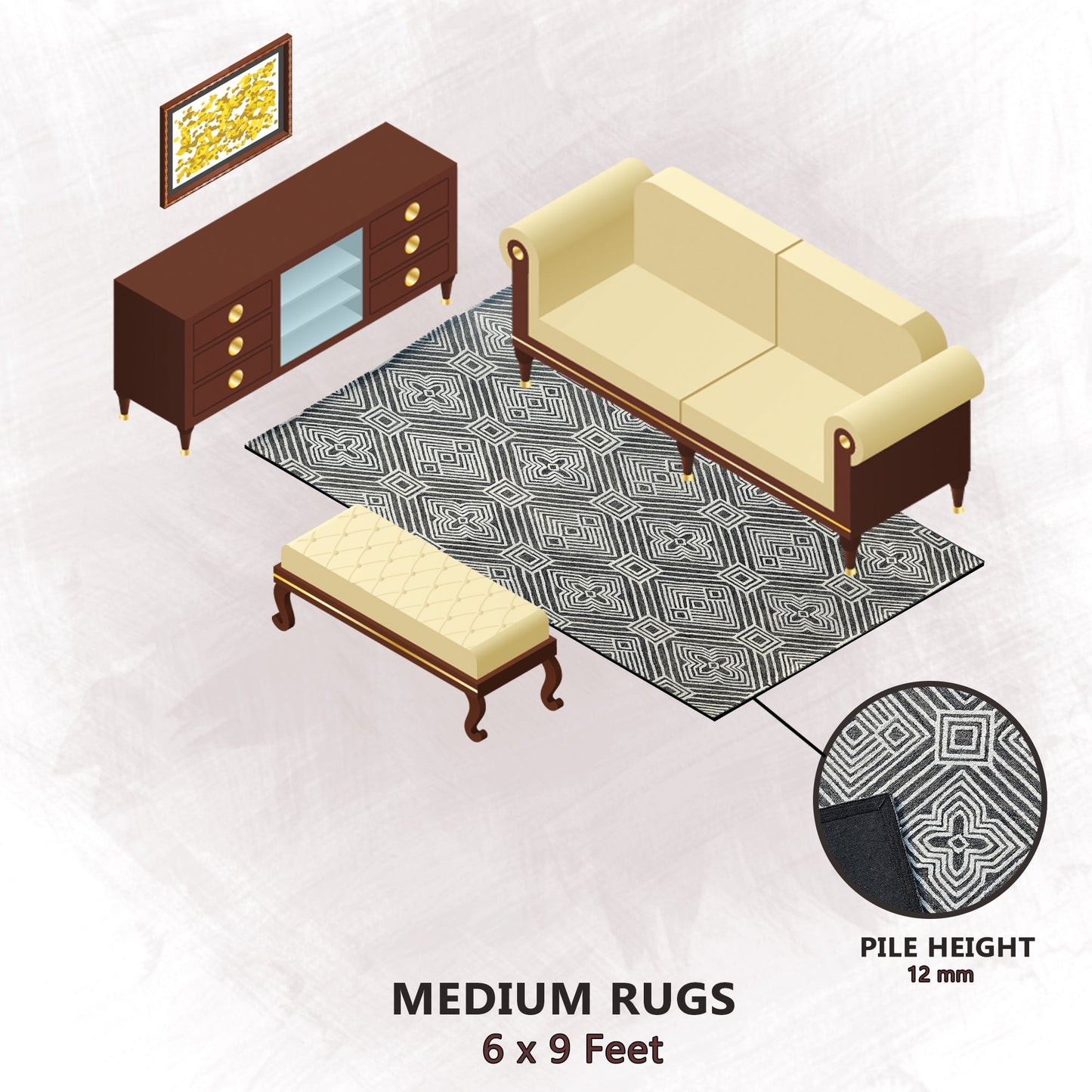 Premium Hand-Tufted Rug Made of 100% Wool - Echos - 6x9 Feet