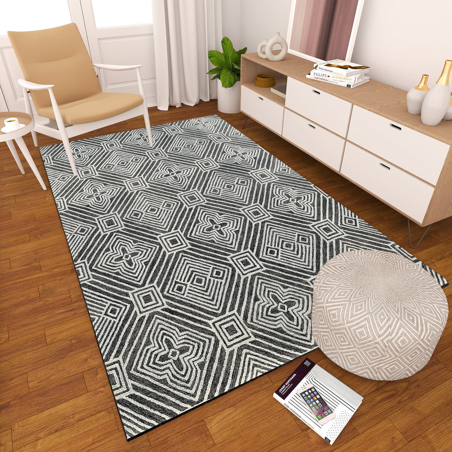 Premium Hand-Tufted Rug Made of 100% Wool - Echos - 5x8 Feet