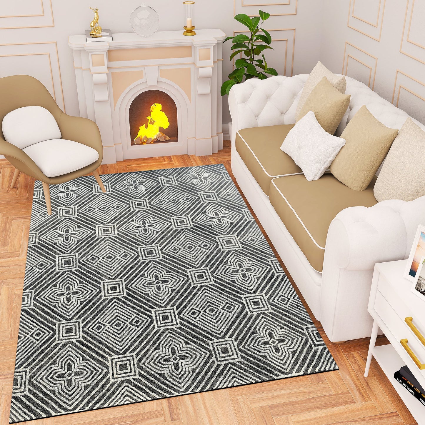 Premium Hand-Tufted Rug Made of 100% Wool - Echos - 5x8 Feet