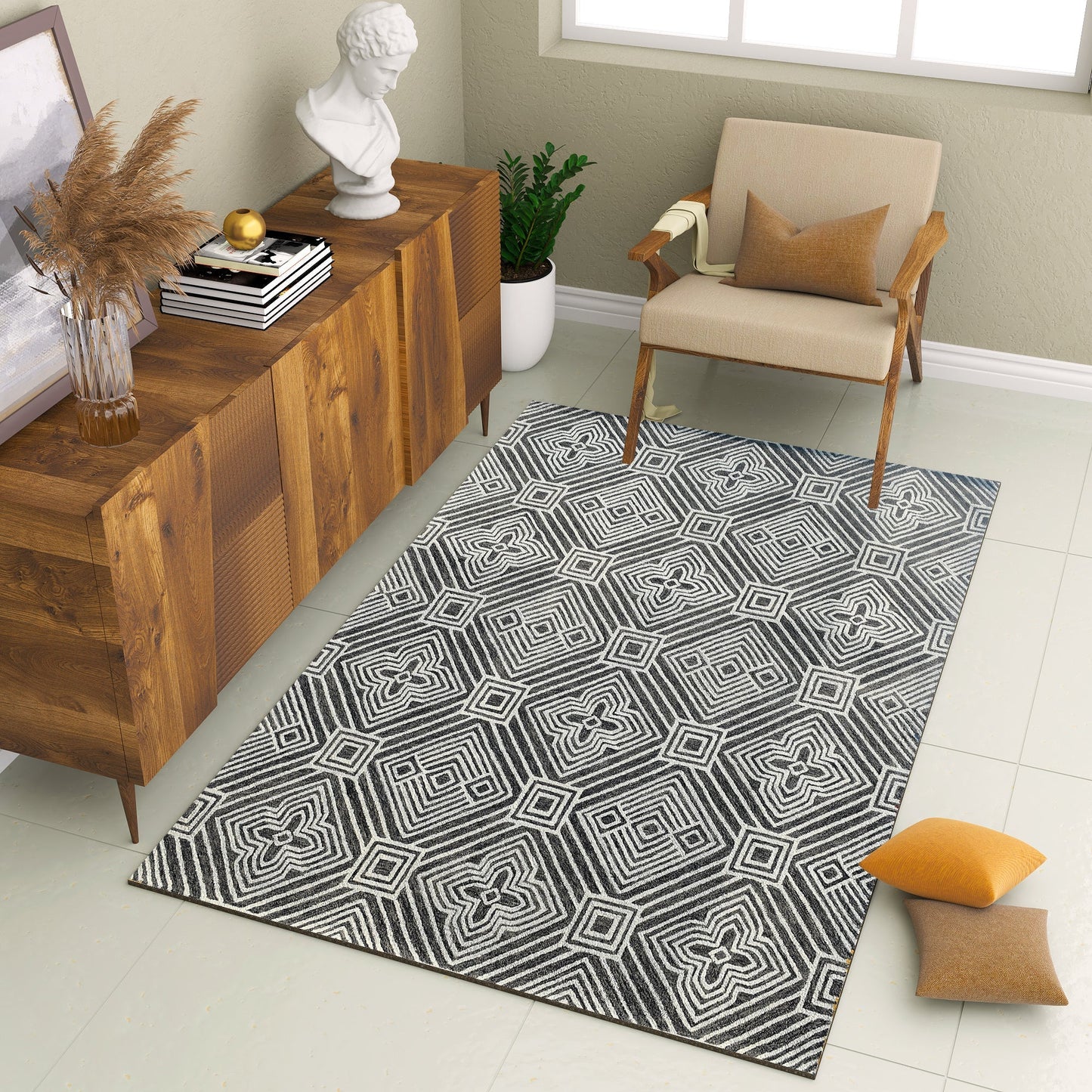 Premium Hand-Tufted Rug Made of 100% Wool - Echos - 5x8 Feet