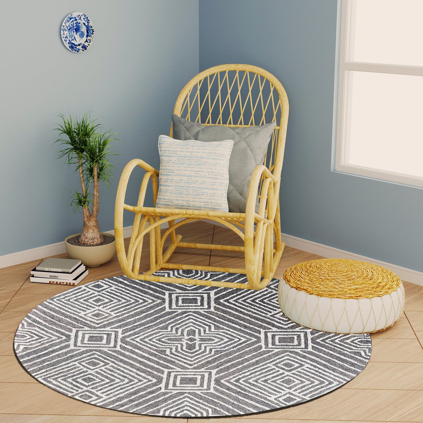 Premium Hand-Tufted Rug Made of 100% Wool - Echos - 5x5 Feet