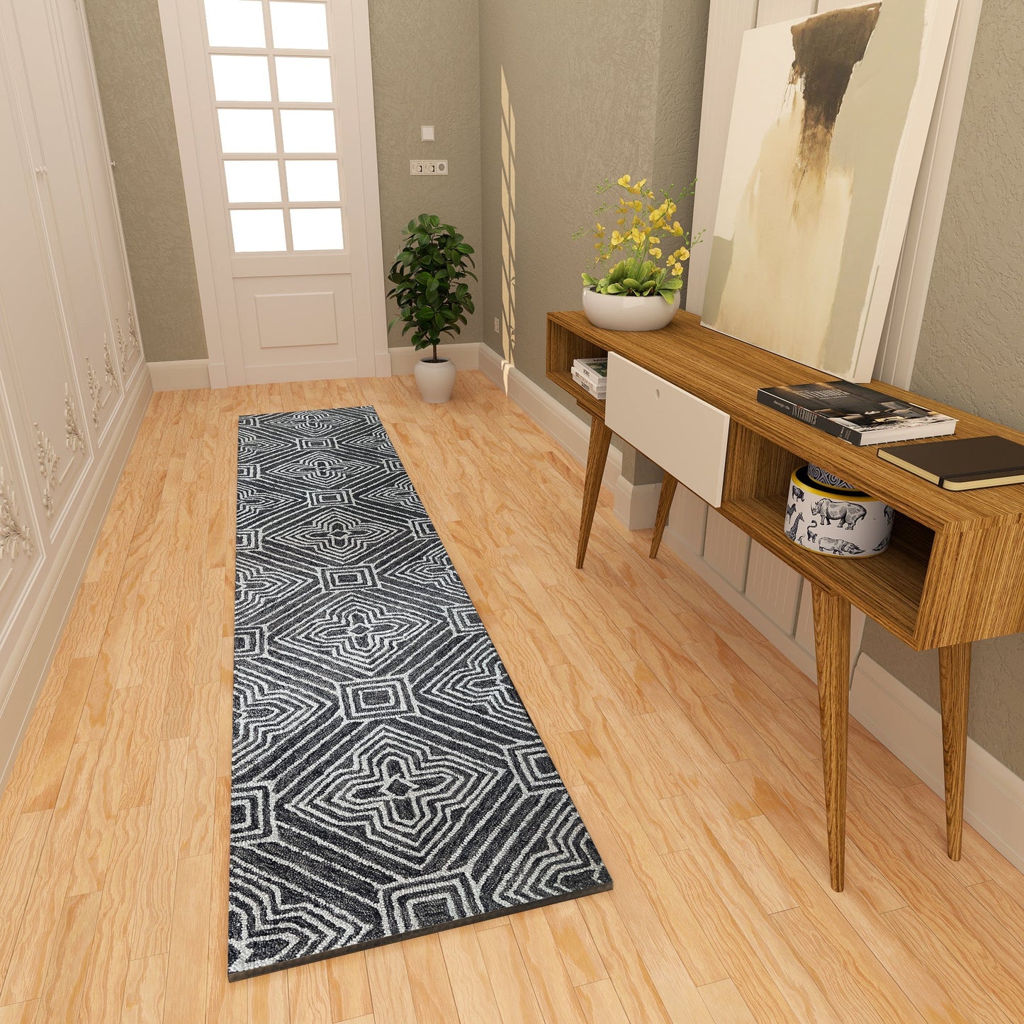 Premium Hand-Tufted Rug Made of 100% Wool - Echos - 2X8 Feet