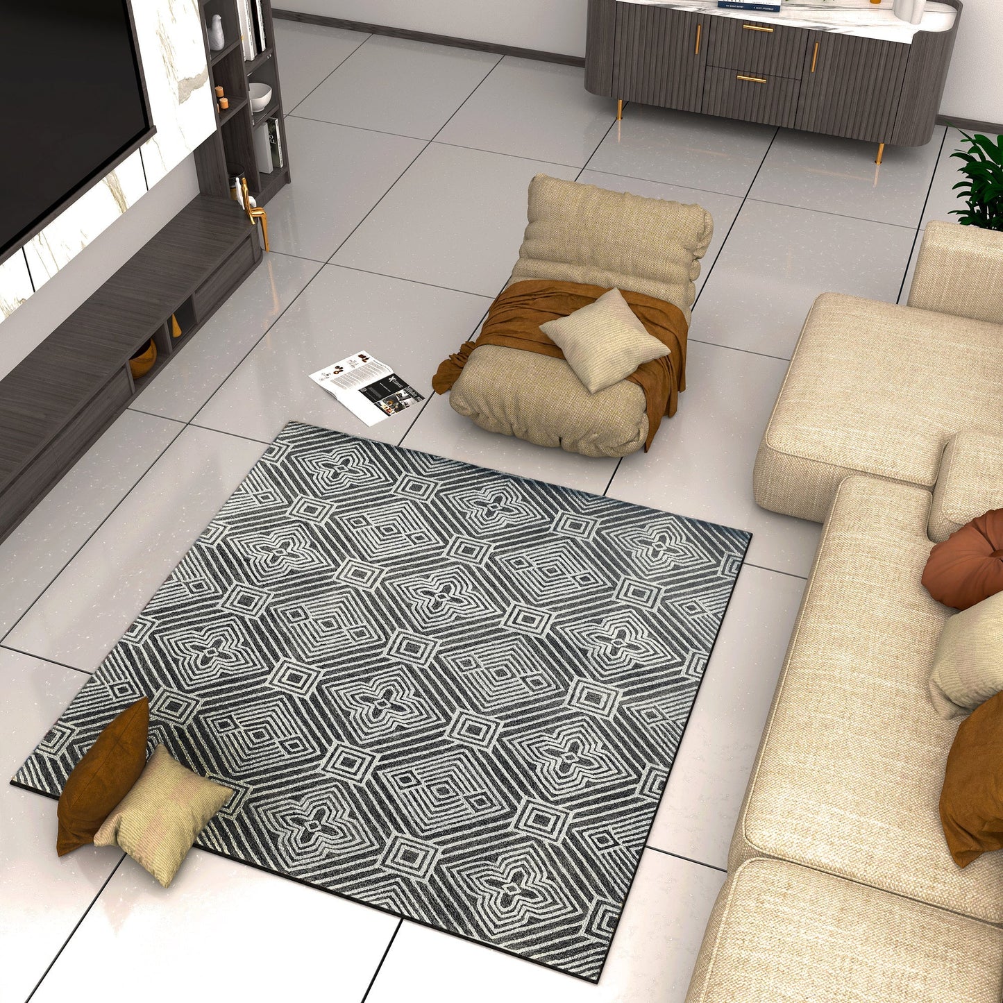 Premium Hand-Tufted Rug Made of 100% Wool - Echos - 6x6 Feet