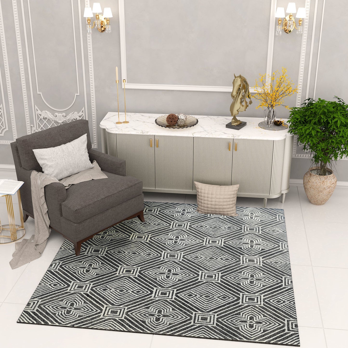 Premium Hand-Tufted Rug Made of 100% Wool - Echos - 6x6 Feet