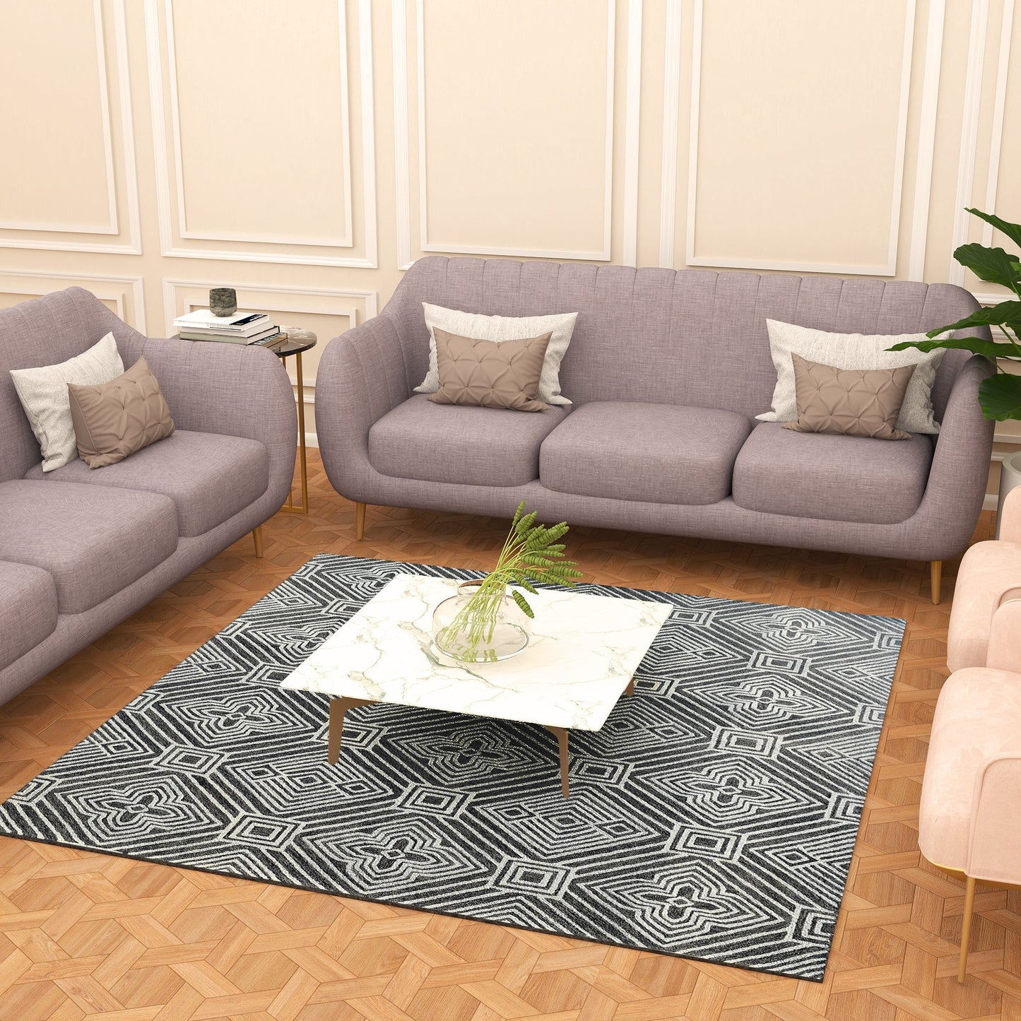 Premium Hand-Tufted Rug Made of 100% Wool - Echos - 6x6 Feet