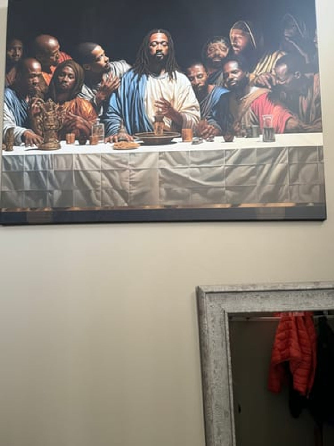 Black Jesus Last Supper Canvas Art | African American Wall Decor for Living Room v3
