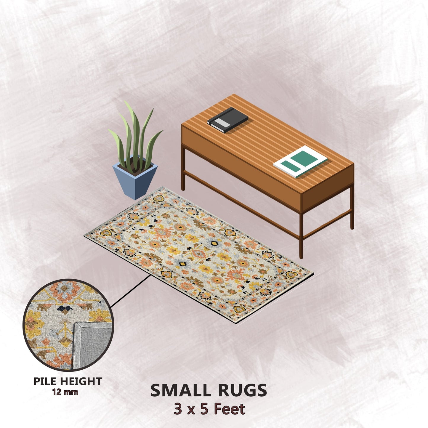 Premium Hand-Tufted Rug Made of 100% Wool - Flora Meadow - 3x5 Feet