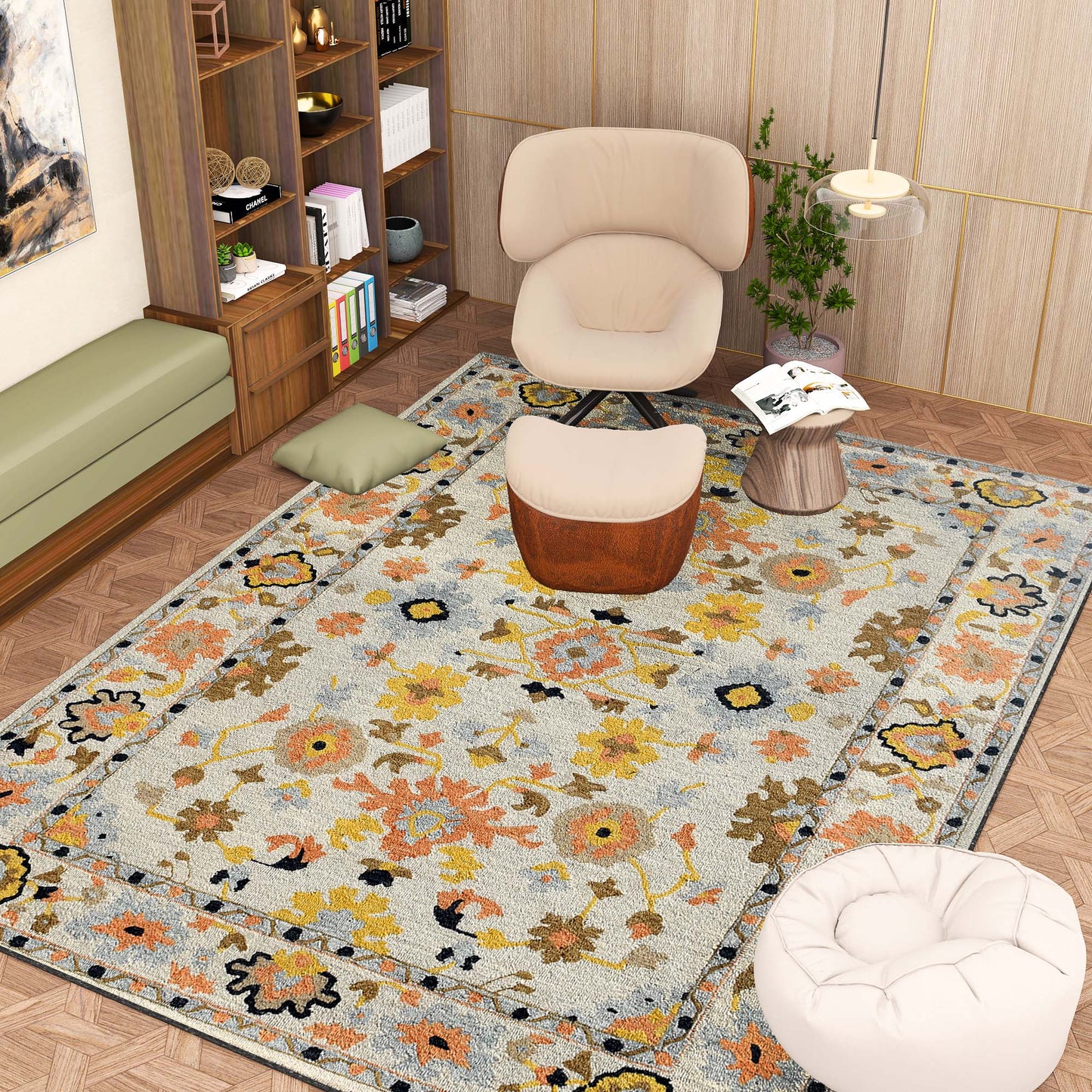 Premium Hand-Tufted Rug Made of 100% Wool - Flora Meadow - 8x10 Feet