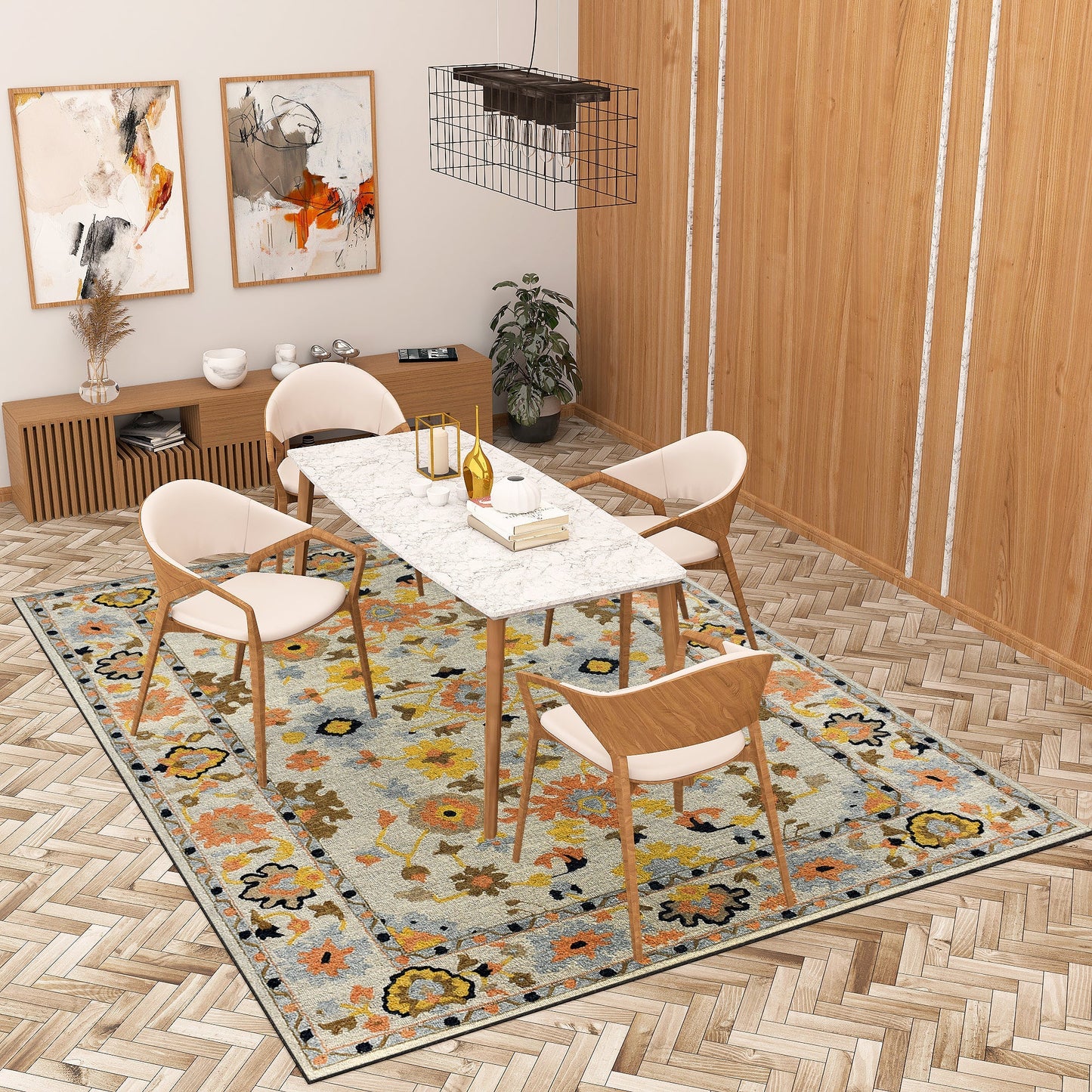 Premium Hand-Tufted Rug Made of 100% Wool - Flora Meadow - 8x10 Feet