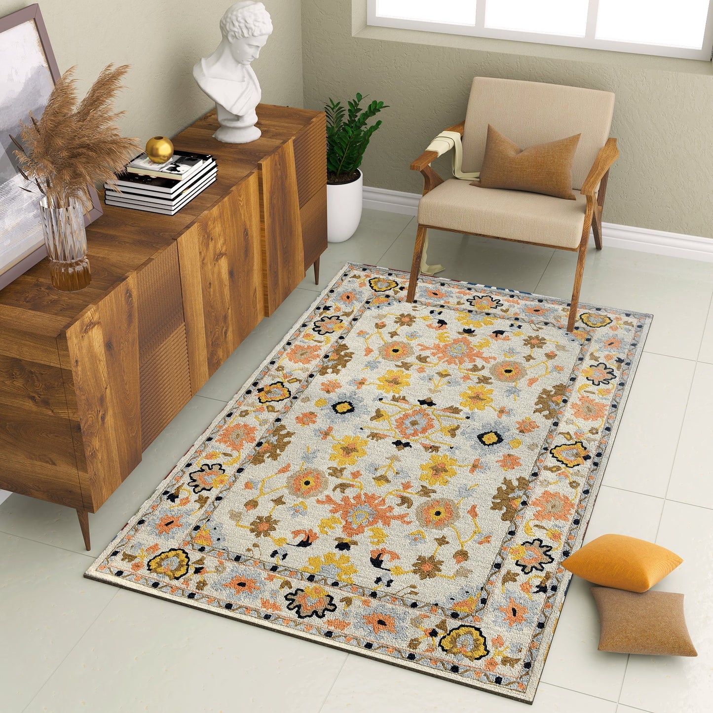 Premium Hand-Tufted Rug Made of 100% Wool - Flora Meadow - 4x6 Feet