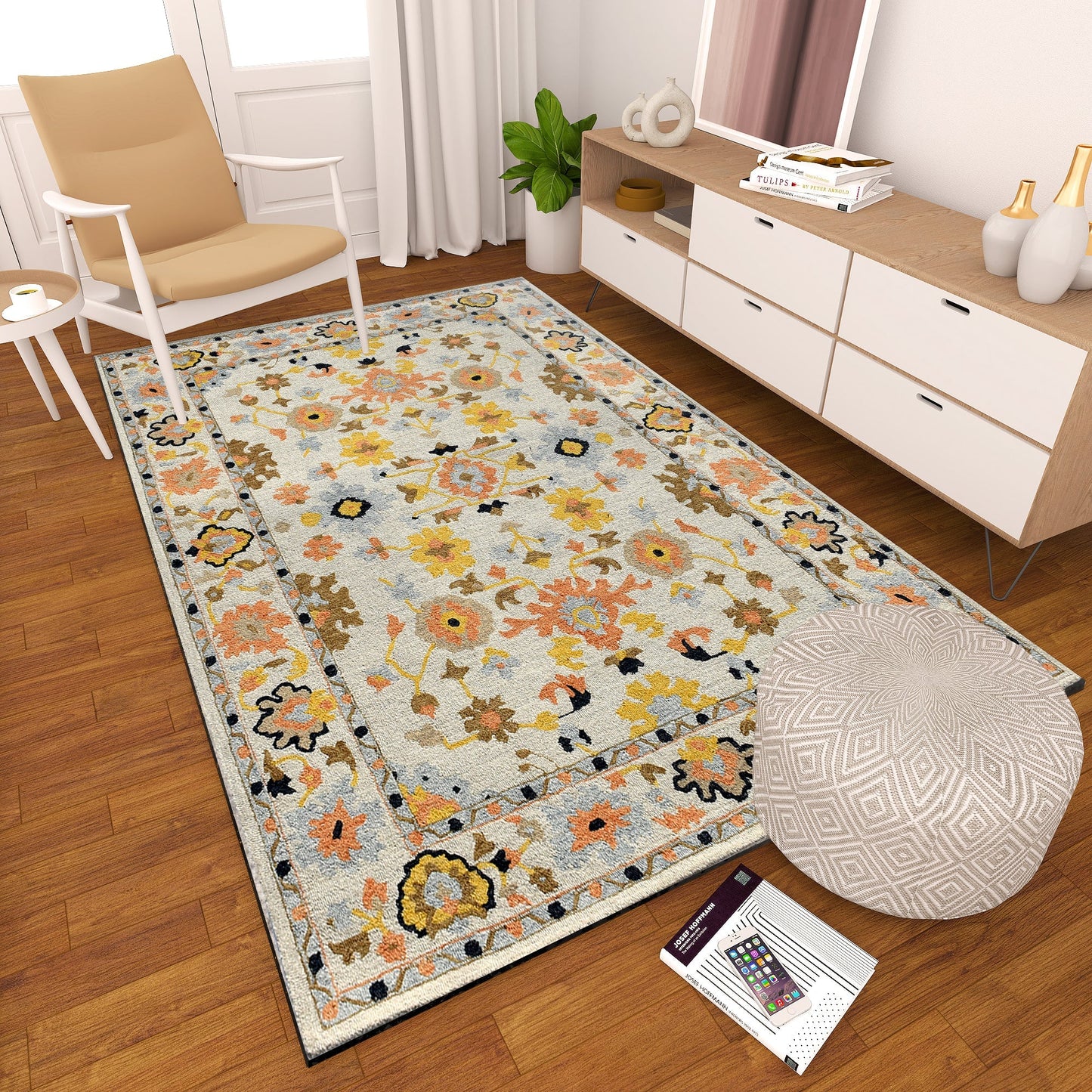 Premium Hand-Tufted Rug Made of 100% Wool - Flora Meadow - 3x5 Feet