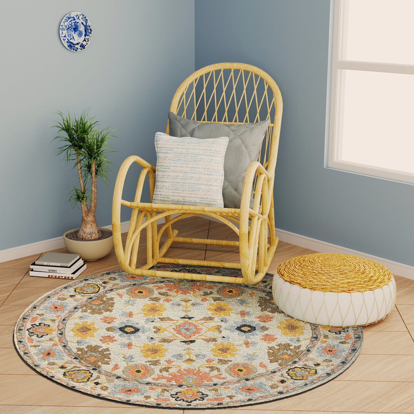 Premium Hand-Tufted Rug Made of 100% Wool - Flora Meadow - 5x5 Feet
