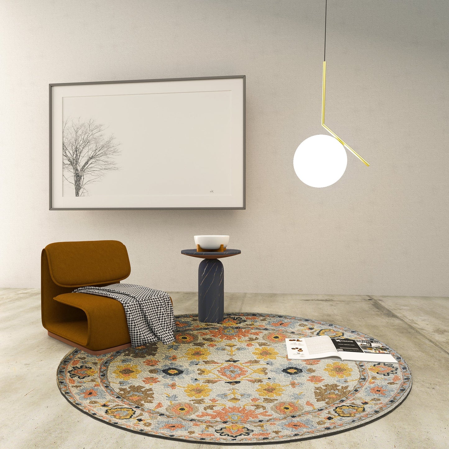 Premium Hand-Tufted Rug Made of 100% Wool - Flora Meadow - 5x5 Feet
