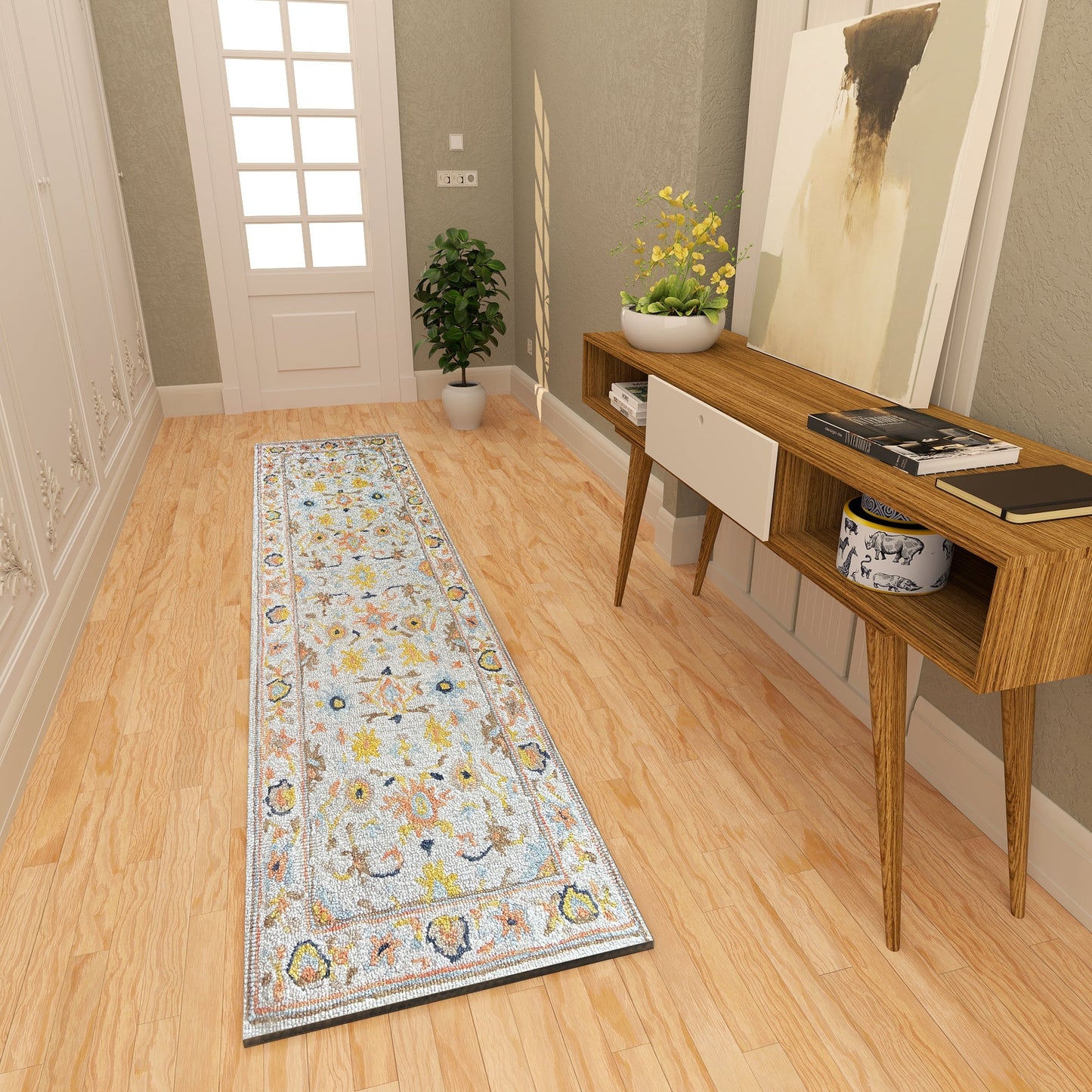 Premium Hand-Tufted Rug Made of 100% Wool - Flora Meadow - 2x8 Feet