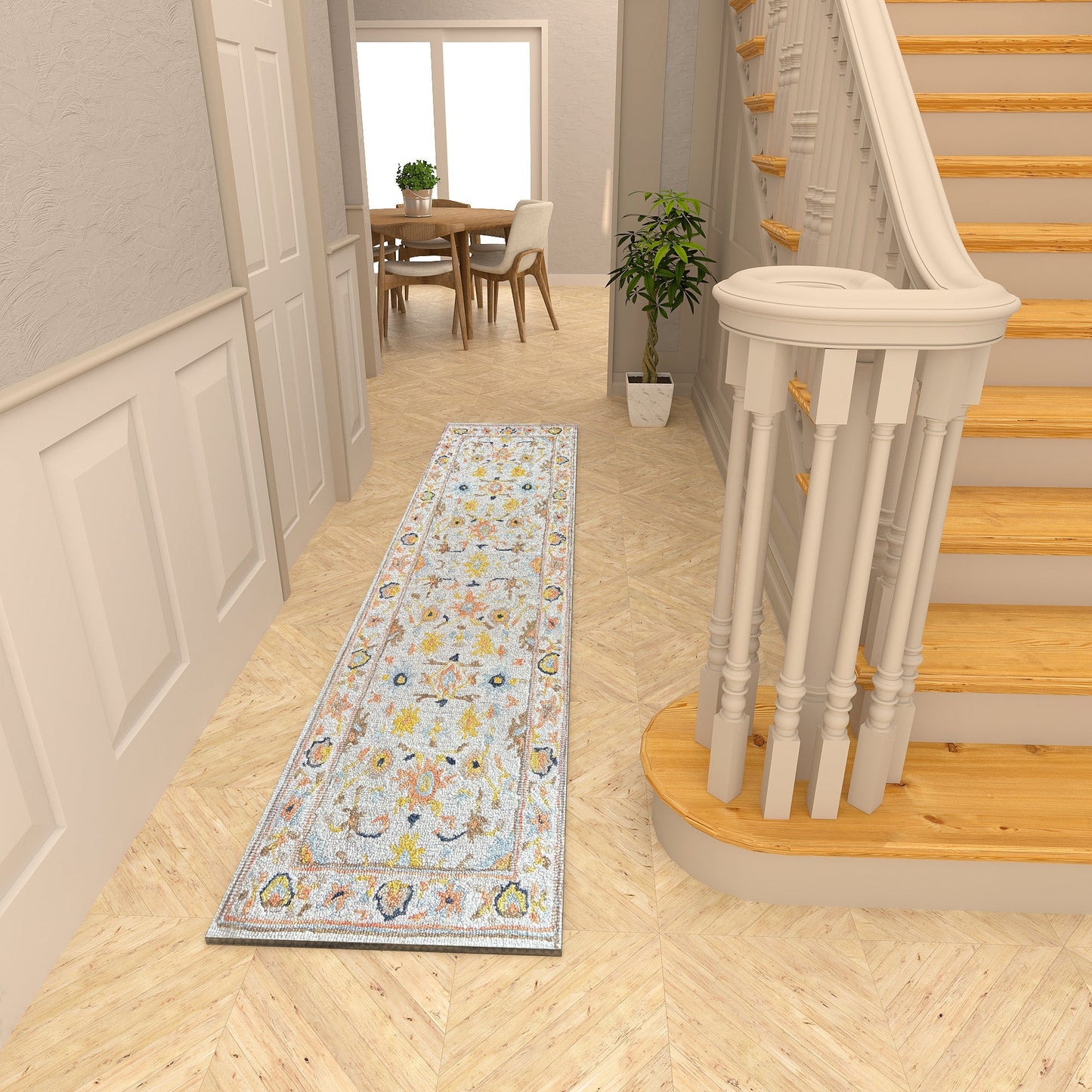 Premium Hand-Tufted Rug Made of 100% Wool - Flora Meadow - 2x8 Feet