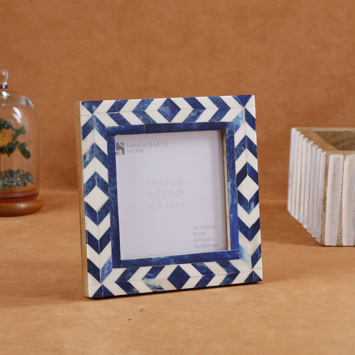 Picture Frames Chevron Pattern Bone Inlay Collection in 29 Sizes, Blue